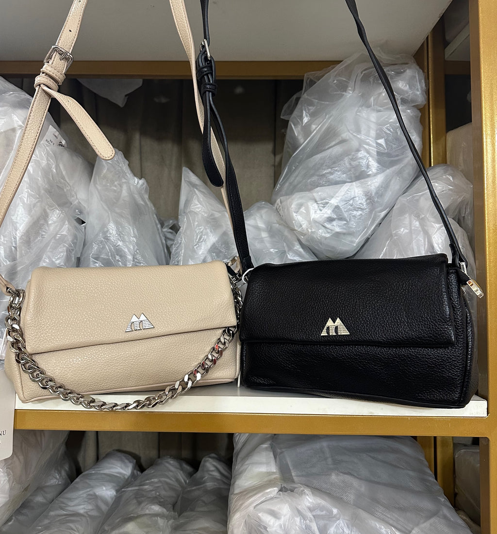 Luna Lychee Leather Crossbody Bag | 2-in-1 Chain Shoulder Bag